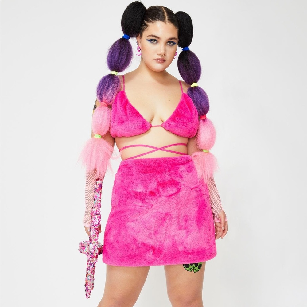 Dolls Kill Infinite Polarized Plush Fur Mini Skirt